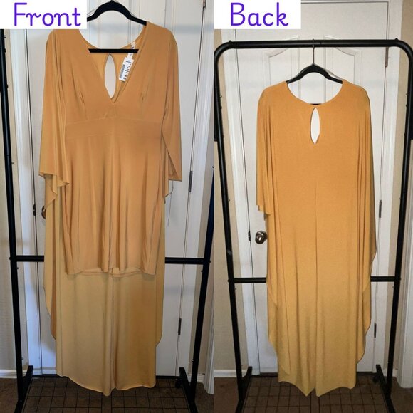 Deb Shops Mustard Body Con Cape Dress - Picture 1 of 3